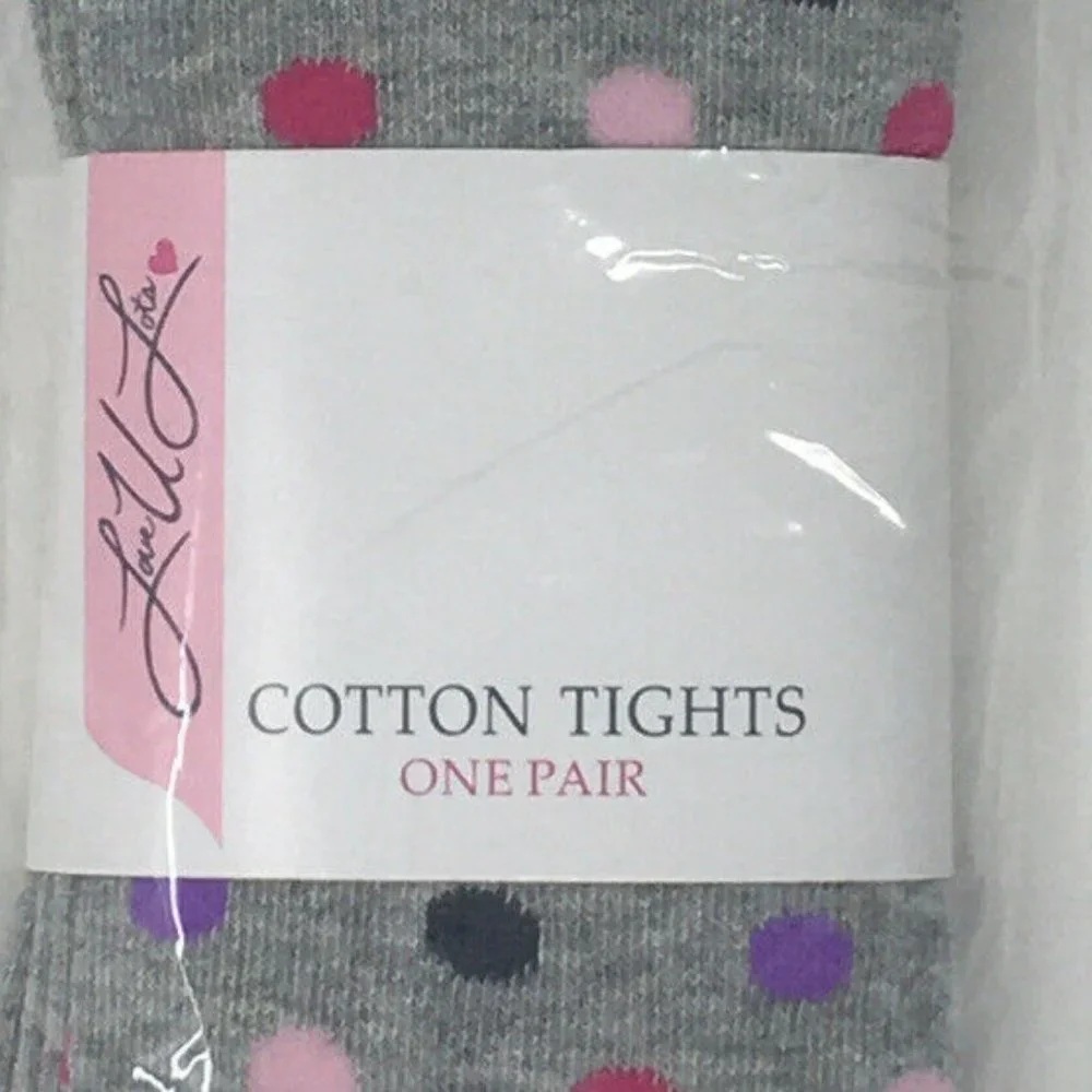 Love U Lots Girls Gray Polka Dot Cotton Tights New